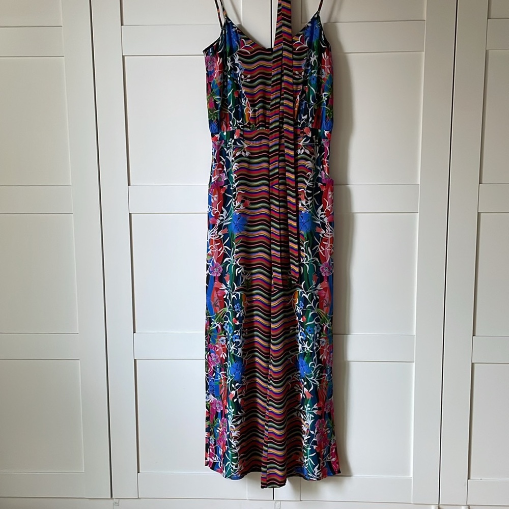SALONI Loretta Jumpsuit in Meadow Silk Spaghetti Strap Colorful Floral - Picture 2 of 11
